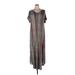 Lularoe Casual Dress - Midi: Gray Stripes Dresses - Women's Size X-Large