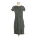 Gap Casual Dress - Shift High Neck Short sleeves: Gray Solid Dresses - Women's Size X-Small