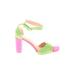Heels: Green Solid Shoes - Women's Size 42 - Open Toe