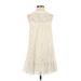 Xhilaration Casual Dress - Party High Neck Sleeveless: Ivory Solid Dresses - Women's Size Small
