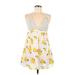 Forever 21 Casual Dress - A-Line V Neck Sleeveless: Yellow Print Dresses - New - Women's Size Medium