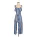 Xhilaration Jumpsuit Cold Shoulder Sleeveless: Blue Print Jumpsuits - Women's Size Small