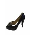 Michael Kors Shoes | Michael Kors Womens Patent Leather Comfort Peep Toe Black Pump Heels Size 7 M | Color: Black | Size: 7