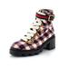 Gucci Shoes | Gucci Women's Heeled Lace Up Combat Ankle Boots Tweed Multicolor | Color: Black | Size: 7.5