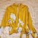 Free People Tops | Free People Yellow Floral Deep V-Neck Long Sleeve Smocked Tie Waist - Size S | Color: White/Yellow | Size: S