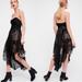 Free People Dresses | Free People Dark Fairy Midi Dress Sz. 12 Black Velvet Lace Strapless Whimsygoth | Color: Black/Cream | Size: 12