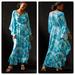 Anthropologie Dresses | Anthropologie Bel Kazan Blue Floral Belted Kaftan Os One Size Resort New | Color: Blue/Green | Size: Os