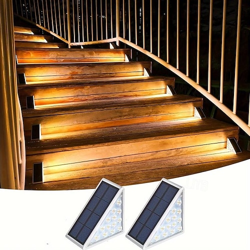 Solar Deckleuchten mit Bewegungsmelder, Stufen und Treppenleuchten für Außenbereich, Automatisches Ein-/Ausschalten für Veranda, Hof, Terrasse Wegdekoration Image