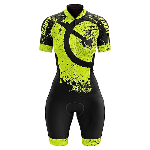 Damen Triathlonanzug Kurzarm Triathlon Sommer Frühling Herbst RosaWeiß Blau Rot Schwarz Schwarz Grafik Fahhrad Radfahren Fitness, Laufen Yoga Elastisch Ganzkörper Lycra Sport Bekleidung Image