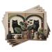 Ambesonne Cat Place Mats Set of 4 Monstera Kitties Books Vases Standard Sand Brown Maroon Green | Wayfair ser_429893