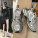 Sneakers da donna tacchi alti in rete di pelle per donna scarpe stringate Casual scarpe con plateau