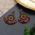 Boucles d'oreilles rondes colorées bohème pour femmes bijoux en cristal perles ethniques vintage