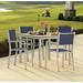 Oxford Garden Travira Square 4 - Person 40" Long Powder Coated Aluminum Patio Dining Set Wood/Metal in White/Brown | Wayfair 5077-PC.W