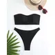 Maillot de bain noir pour femmes ensemble deux pièces bikini string sexy vêtements de plage