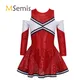 Robe de danse à paillettes brillantes pour enfants uniforme de pom-pom girl pour filles manches