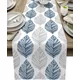 Navy Blue and Grey Leaf Texture Linen Table Runner Wedding Decortions Abstract Art Leaves Dining