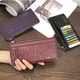 Large Capacity Long Zipper Card Holder Custom Letters Genuine Leather Men Credit Card Wallet