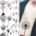 Black Dandelion With Creative Tattoos For Women Men Realistic Sea Wave Mountain Lavender Fake Tattoo