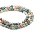 Natural Stone Beads Indian Agat Amazonite Unakite Stone 4/6/8/10/12mm Loose Beads for Jewelry Making