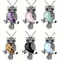 Gift Owl Necklace Healing Crystal Stone Pendant Necklace for Women Men Natural Amethyst Jewelry