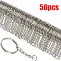 10/50pcs Metal Keychains with Split Ring link chain Key rings Keyfob Key Pendants Holder Rings DIY