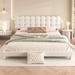Mercer41 Henzlee Upholstered Platform Bed, Solid Wood in White | 36.6 H x 68.7 W x 85.8 D in | Wayfair 9194AA6CD29B442EA7C8348351F4660D