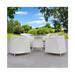 Corrigan Studio® Outdoor white casual rattan tables & chairs set in Brown/White | 29.9 H x 27.5 W x 27.5 D in | Wayfair