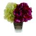 Primrue Hydrangea Floral Arrangement in Vase Polysilk, Glass in Green/Indigo | 12 H x 11 W x 11 D in | Wayfair 3B96F46331E746338CF3954582711042