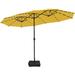 Arlmont & Co. 180" x 108" Rectangular Lighted Market Umbrella w/ Weighted Base Metal in Yellow | 96 H x 180 W x 108 D in | Wayfair