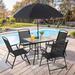 Winston Porter Rong 4 - Person Square Outdoor Dining Set in Black | 31.5 W x 31.5 D in | Wayfair EC09641EDFDE49AEBECEDDEC77A977B1