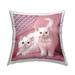 Stupell White Kittens on Pink Printed Outdoor Throw Pillow Design by Elephant Stock