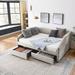 Full Daybed with Two-Drawer Trundle - Stylish Upholstered Sofa, Linen Fabric