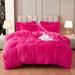 Faux Fur Velvet Fluffy Bedding Duvet Cover Set Down Comforter Quilt Cover with Pillow Shams, Ultra Soft Warm and Durable (Queen)
