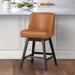 LUE BONA 26 in. Counter Height Upholstered Wood Frame Swivel Bar Stool with Farbic Seat - 19.6"D x 19.6"W x 37"H