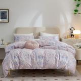 Queen Floral Duvet Cover, 100% Cotton Chic Flower Bedding Set, 3 Pieces Cotton Duvet Cover, 1 Duvet Cover & 2 Pillowcases
