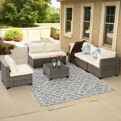 7 Pieces Outdoor Conversation Sets Patio Sectional Furniture Set--Clearance
