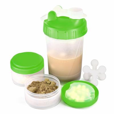 16oz Protein Shaker Bottle with Interlocking Storage