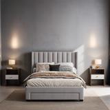 Bedroom Furniture Full Size Velvet Upholstered Storage Platform Bed with a Big Drawer, Gray