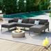 6-Pieces Aluminum Patio Furniture Set,Metal Outdoor Conversation Set Sectional Sofa w/Removable Olefin Extra Thick Cushions,Gray