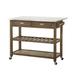 Amber 44 Inch Rolling Kitchen Island Bar Cart, Stainless Steel Top, Brown