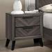 Gray Color 1pc Nightstand Bedroom Furniture Solid wood Chevron Pattern 2-Drawers bedside Table Replicated Wood Grain