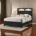 Yoh King Size Bed, Wood, Headboard with Lights and Shelves, Black