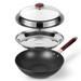 12.5" Woks & Stir-Fry Pans with Lid Steamer, Nonstick Ceramic Wok Pan, Deep Large Induction Hard Anodized Frying Wok