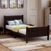 Twin Size Wood Platform Bed Mattress Foundation Sleigh Bed With Headboard And Footboard And Wood Slat Support