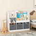 Kids Bookcase and Bookshelf, Multifunctional Bookcase with 3 Collapsible Fabric Drawers, Bookcase Display Stand