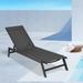 Black Armless Adjustable Chaise Lounge Chair, All-Weather Outdoor Five-Position Adjustable Recliner, Mesh Fabric Sun Lounger