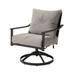 Oroz 30 Inch Outdoor Swivel Armchair, Set of 4, Gray Fabric, Black Steel
