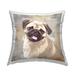 Stupell Happy Pug Dog Beige Grey Patchwork Pattern Printed Outdoor Throw Pillow Design by Keri Rodgers