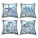 Stupell Blue Detailed Sea Life Underwater Printed Outdoor Throw Pillow Design by Erica Christopher (Set of 4)