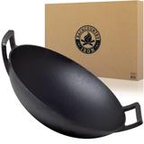 14 inch Cast Iron Wok with Flat Base and Handles 14 inch Cast Iron Wok with Flat Base and Handles